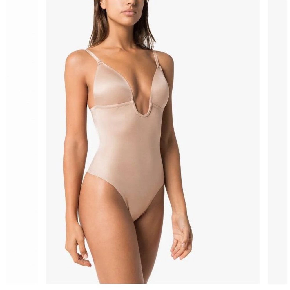 EUC SPANX “Suit Your Fancy” plunge low back thong bodysuit